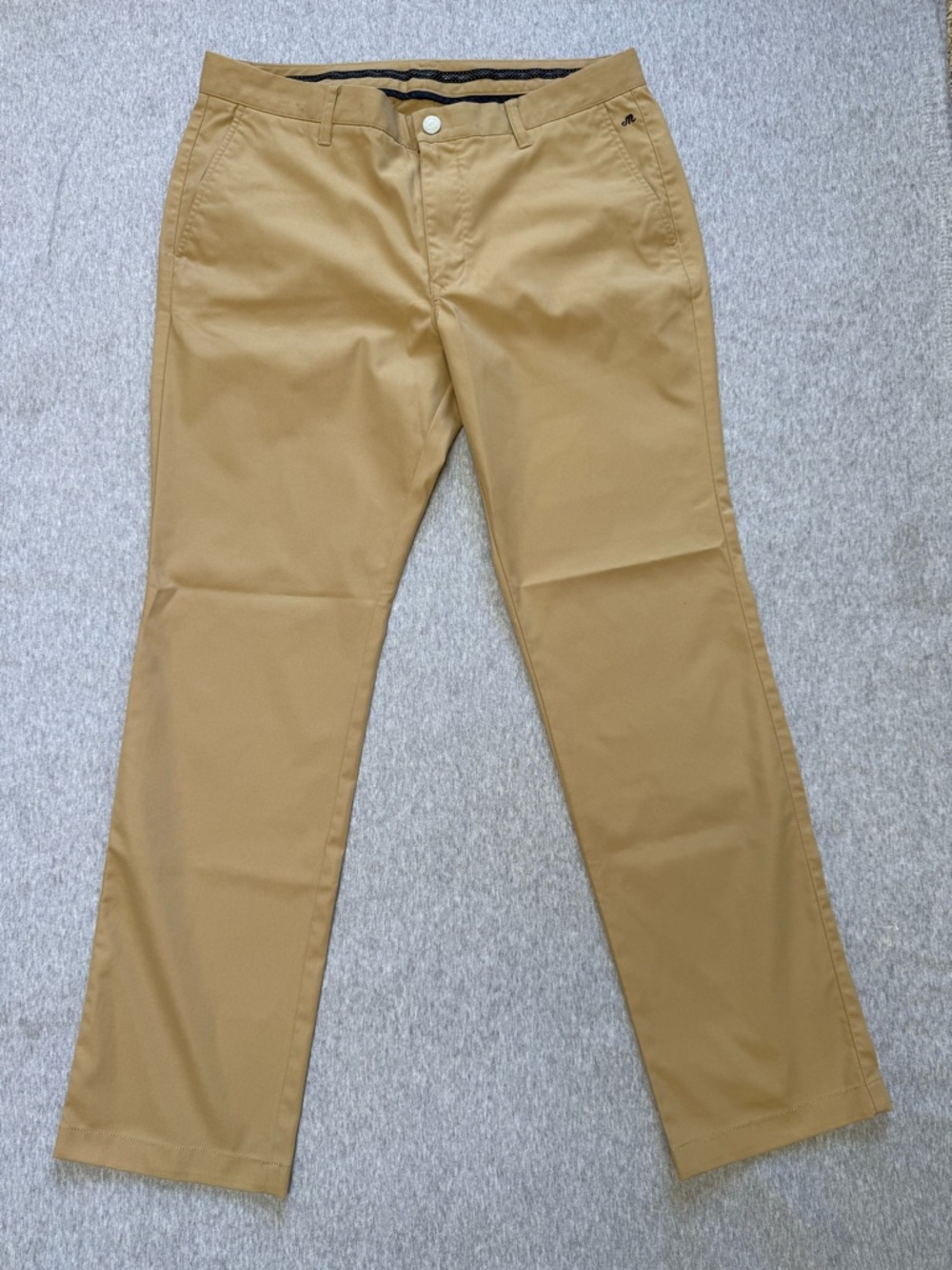 Bonobos Maide Golf Slim Beige Twill Chino Pants 35W Straight Leg Flat Front